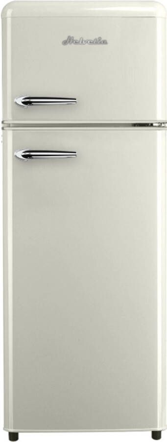 Helvetia Retro Koelvriescombinatie HRDPER206EN1 Crèmekleur 144 cm Hoog 4ster Vriezer Vintage 206 Liter