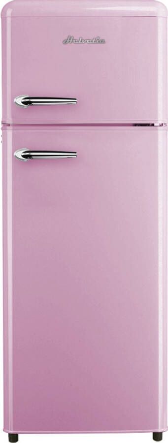 Helvetia Retro Koelvriescombinatie HRDPER206EP1 Rétro Rose 144 cm Hoog 4ster Vriezer Vintage 206 Liter