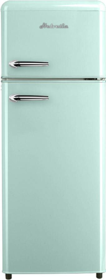 Helvetia Retro Koelvriescombinatie HRDPER206EMG1 Muntgroen 144 cm Hoog 4ster Vriezer Vintage 206 Liter