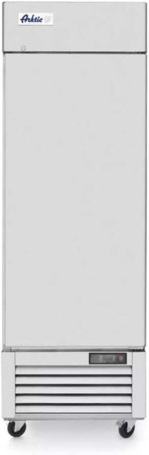 HENDI 1-deurs horeca koelkast roestvast staal 580 liter gastronorm 2 1 -5 tot +5 °C 68 5x80x210 cm zelfsluitende linksdraaiende deur op wielen zilver