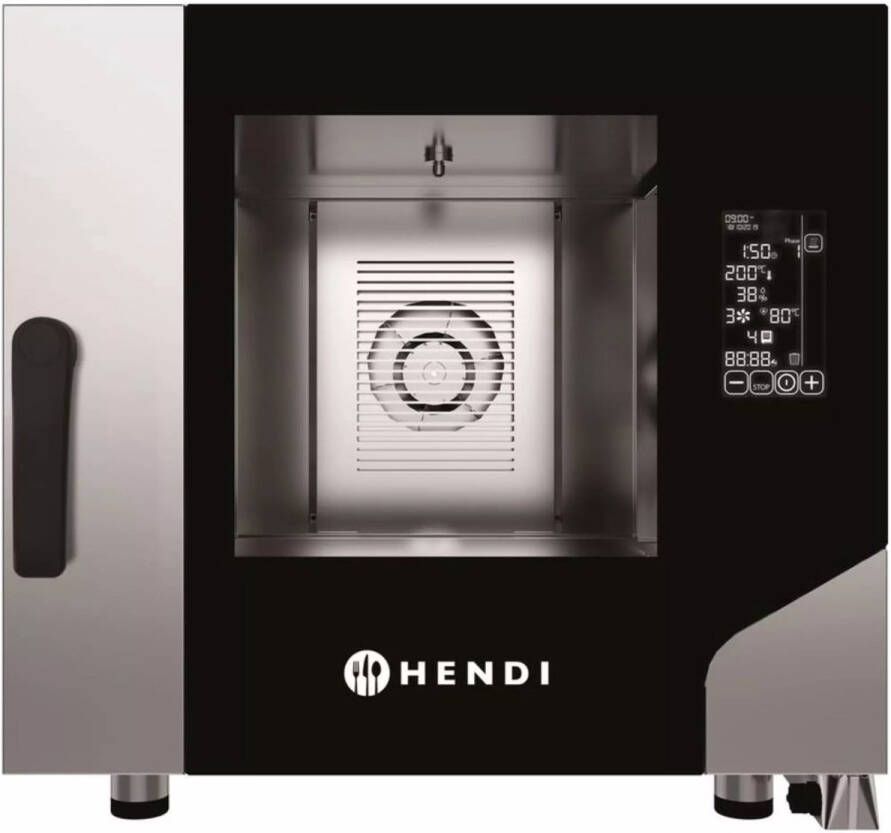HENDI convectiestoomoven rvs 18 8 dubbel glas 5x GN 1 1 73x84 9x(h)70 cm zilver horeca grootkeuken convectie en stoom 17 8 cm aanraakscherm