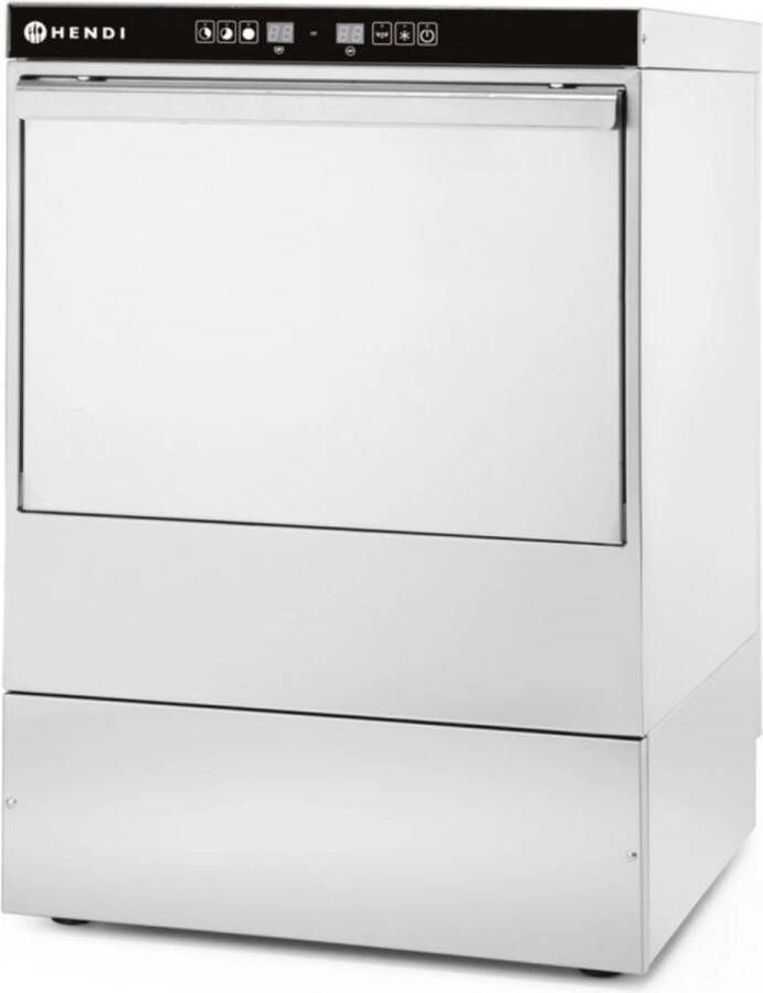 HENDI Elektronische vaatwasser – 3 wasprogramma's – roestvrij staal – 50x50 cm – 400V 6600W - Foto 2