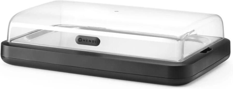 HENDI Koelopzetvitrine GN 1 1 polypropyleen en rvs 59 3x38 9x14 7 cm zwart voor buffet