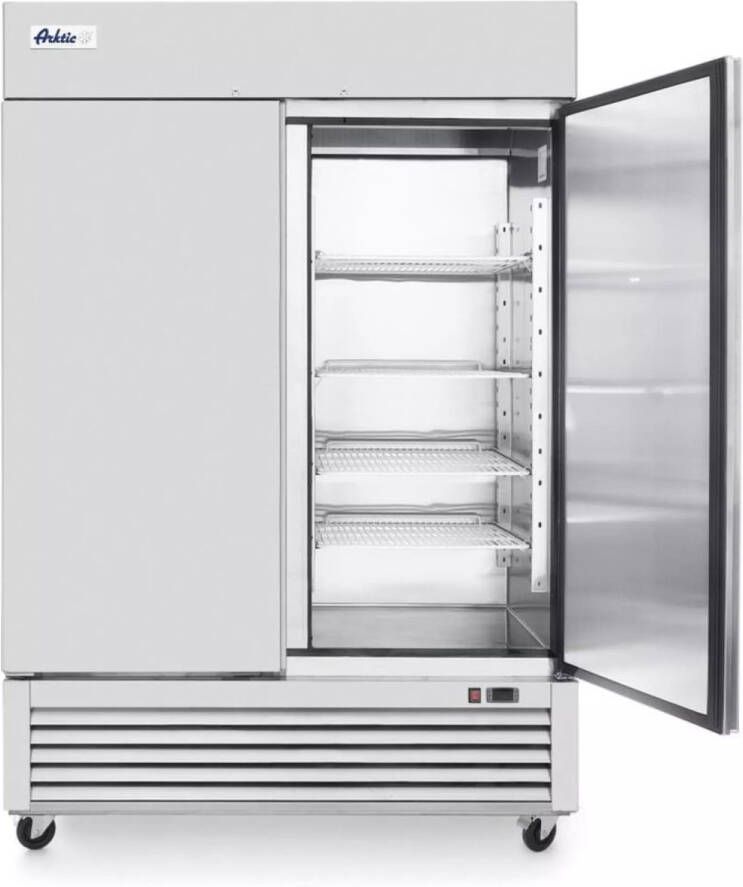 HENDI horeca koelkast 1300 liter rvs gastronorm 2 1 compatibel zelfsluitende deur en wielen 138 2x80x210 cm zilverkleurig 6 schappen