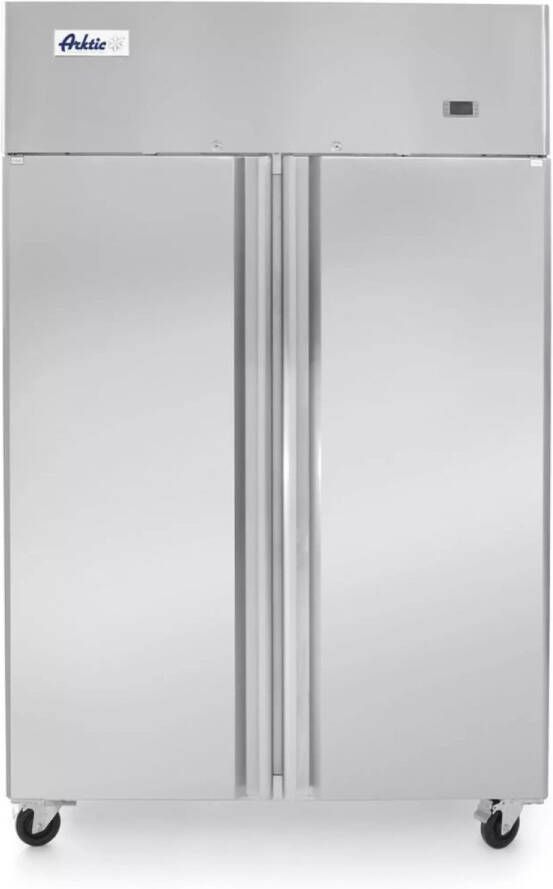 HENDI Horecakoelkast 2-deurs 900 liter roestvast staal 1200x740x(H)1950 mm zilverkleurig geforceerde luchtkoeling automatische ontdooiing op wielen