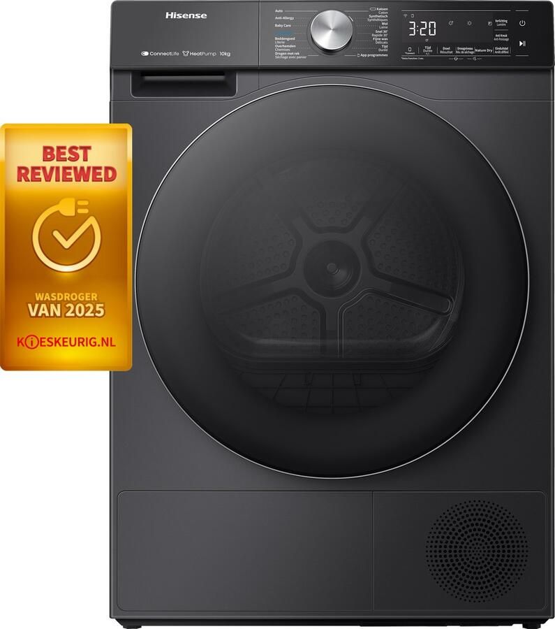 Hisense 5S Serie DH5S102BB -Wasdroger met A+++ Energielabel Warmtepompdroger 10kg ConnectLife Basket Dry