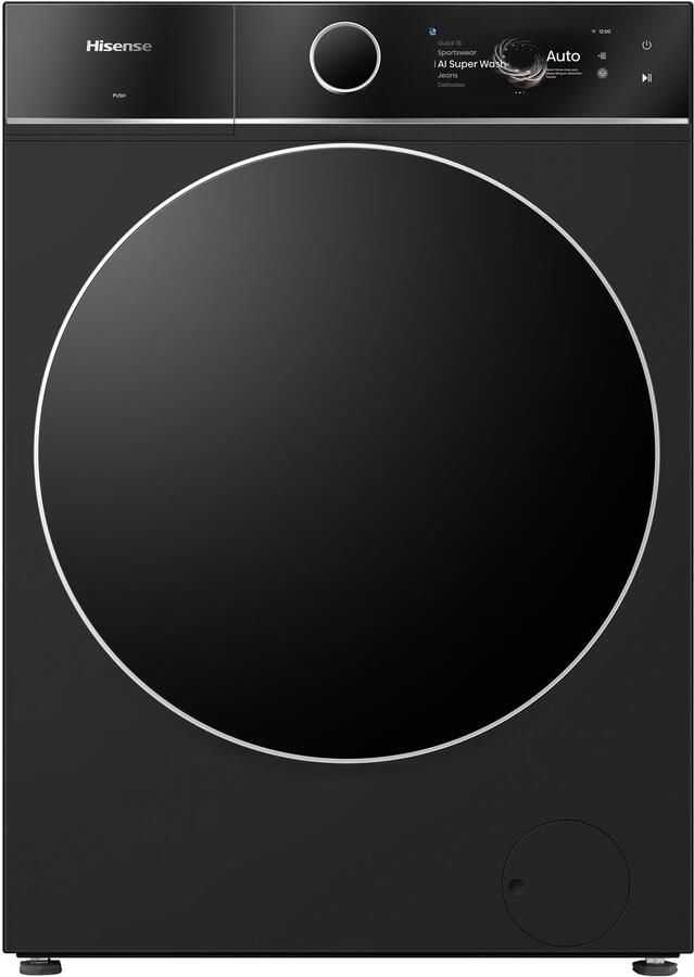 Hisense 7i Serie WF7I1248BBR BLX Wasmachine met Energielabel A -40% 12kg TFT display Voice Control Auto dosing 70dB (A) Super Wash -1400 toeren Power Wash 49' Connectlife