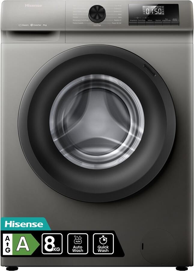 Hisense WF1Q8041BT wasmachine Voorbelading 8 kg 1400 RPM Grijs