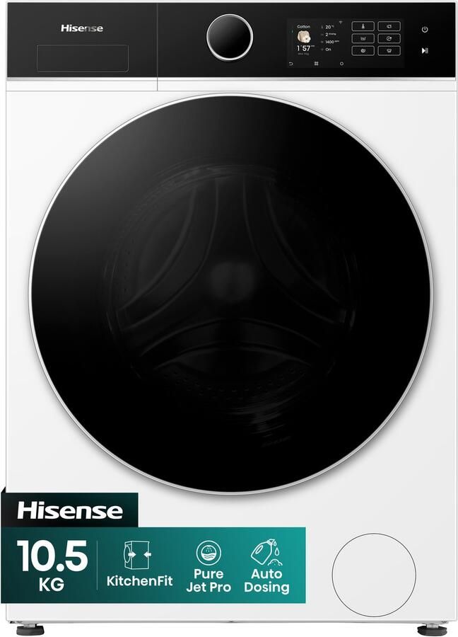 Hisense WF5I1045BWQ wasmachine Voorlader 10 5 kg 1400 RPM Wit