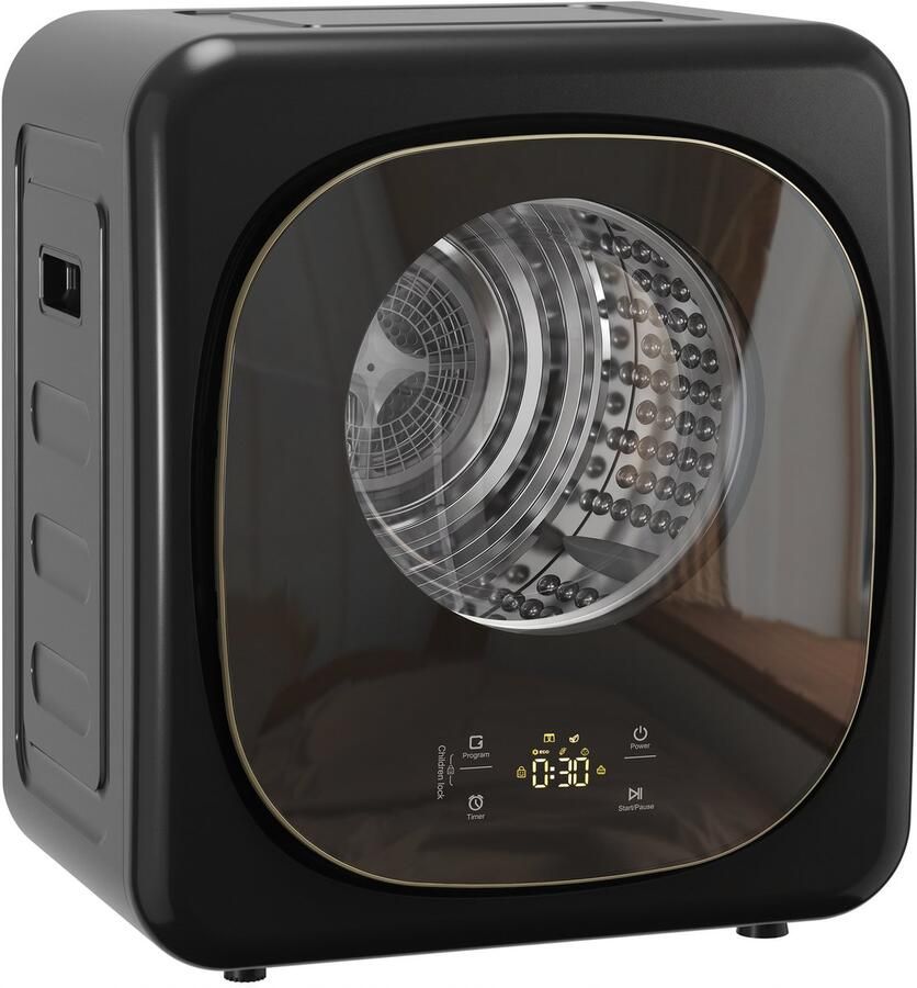 Sogiol Compacte Wasdroger 4 kg Mini Droger 800W 5 Programma's Zwart