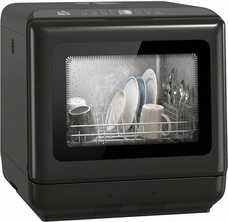 Homcom vaatwasser ABS gehard glas 45L x 44B x 45 8H cm zwart