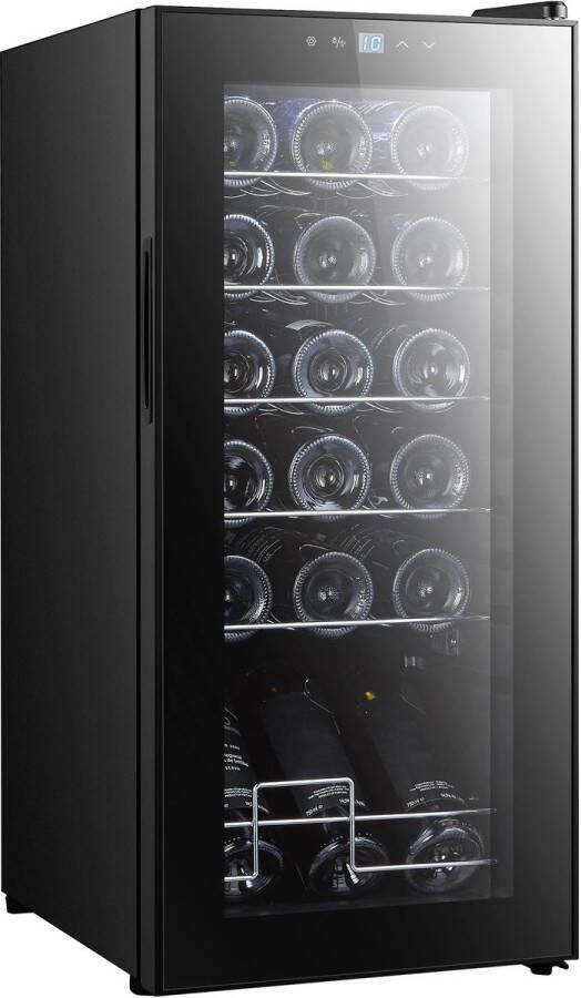 Homcom Ohana DT Wijnkoelkast Wijnklimaatkast Koelkast Wijn 18 Flessen 50L Indoor LED Digitaal Touchscreen Zwart