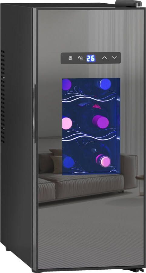 Homcom -Weinkühlschrank-Metall Hartglas-51 5L x 26 5B x 65H cm-Schwarz