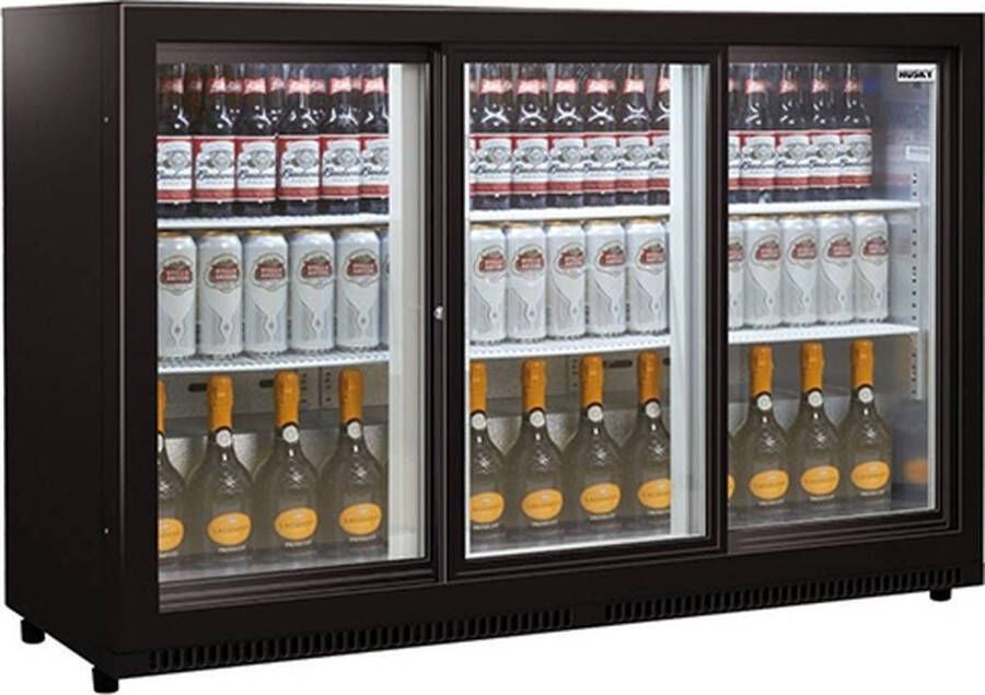 Husky C3SLIDE-865-BK-NL-HU Flessen Koelkast Horeca Met Schuifdeuren 301 Liter Zwart