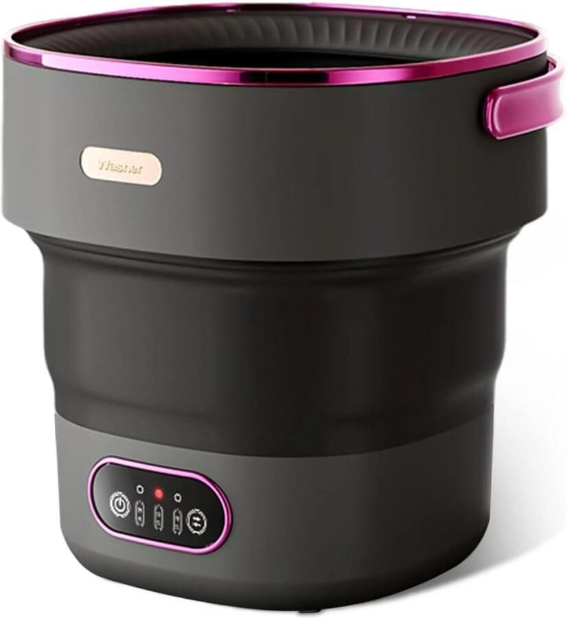 Innovastore Mini-wasmachine Kleine Wasmachine Campingwasmachine Centrifuge Opvouwbaar 32 x 32 x 33 5 cm Zwart Roze