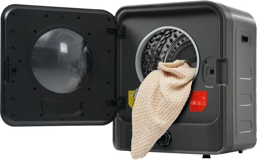 Innovastore Wandmodel mini wasdroger Afzuigdroger Meervoudig filtersysteem 5 wasprogramma's 830W RVS Zwart