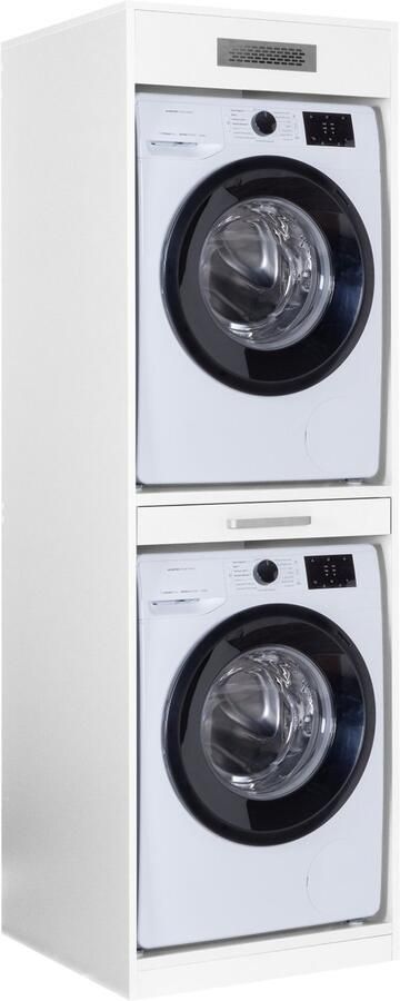 Interlink SAS Interlink Lifestyle Studio Flow Wasmachinekast voor Wasmachine en Droogkast Wit Uitschuifbaar Werkblad 67 x 68 x 208 cm