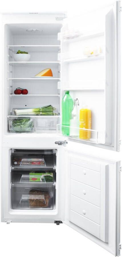 Inventum IKV1782S inbouw koel-vriescombinatie 178 cm 242 liter Koelkast met vriesvak 60 liter 2 groentelades Led-verlichting Sleepdeur Wit