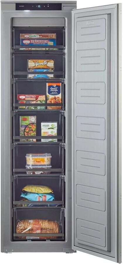 Inventum IVR1786GS Inbouw vriezer Nis 178 cm 200 liter No Frost Supervriezen 7 lades vakken Sleepdeur Grijs