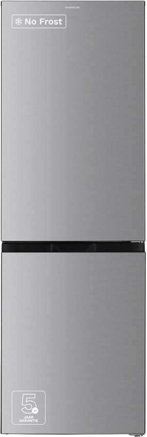 Inventum KV1840S No Frost energiezuinige koel-vriescombinatie 184 cm hoog 327 liter Superkoelen Supervriezen Energielabel C Vrijstaand RVS look