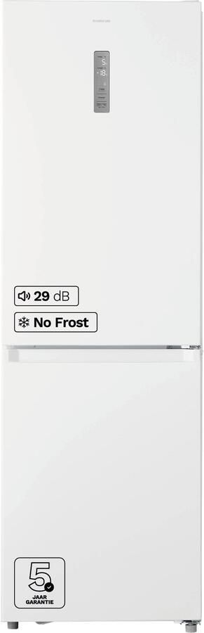 Inventum KV1850W No Frost energiezuinige koel-vriescombinatie 185 cm hoog 338 liter Zeer stil: 35 dB Superkoelen Supervriezen Energielabel C Vrijstaand Wit