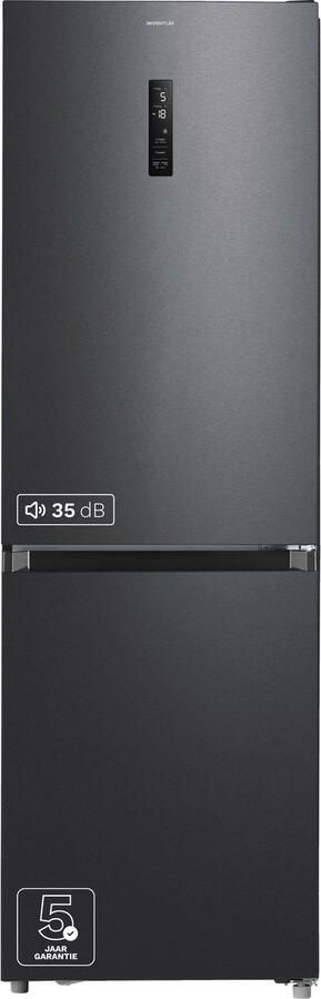 Inventum KV1851B No Frost energiezuinige koel-vriescombinatie 185cm hoog 334L Zeer stil: 35 dB Superkoelen Supervriezen Vrijstaand Zwart