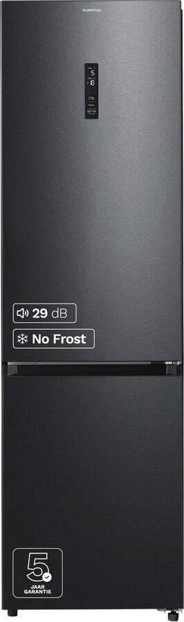 Inventum KV2010B No Frost energiezuinige koel-vriescombinatie 201 cm hoog 378 liter Zeer stil: 29 dB Superkoelen Supervriezen Vershoudlade Energielabel A Vrijstaand Zwart - Foto 2