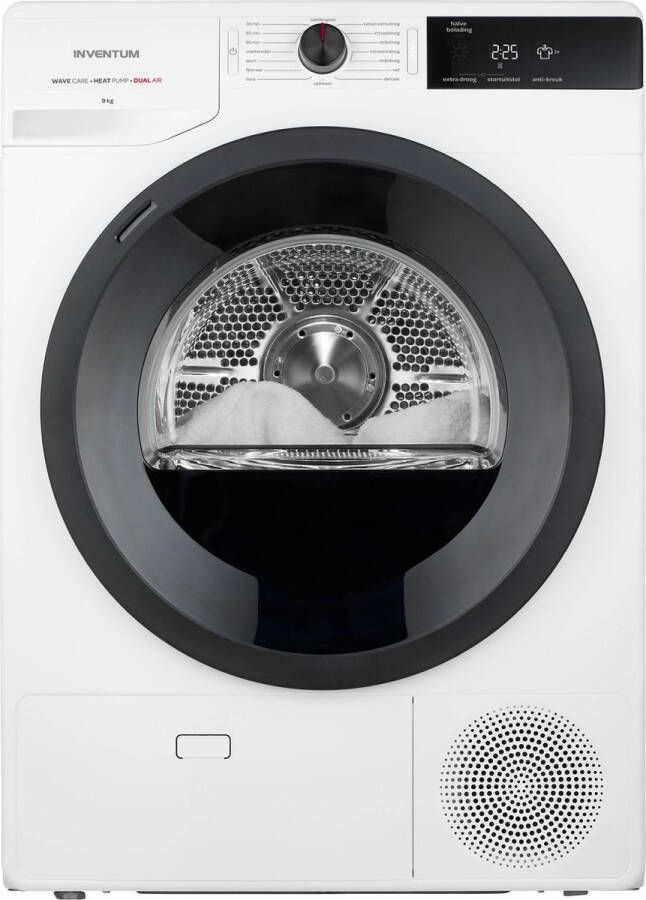Inventum VDW9001W Warmtepompdroger 9kg 16 programma's Energieklasse A++ 65 dB Wasdroger Wit Zwart