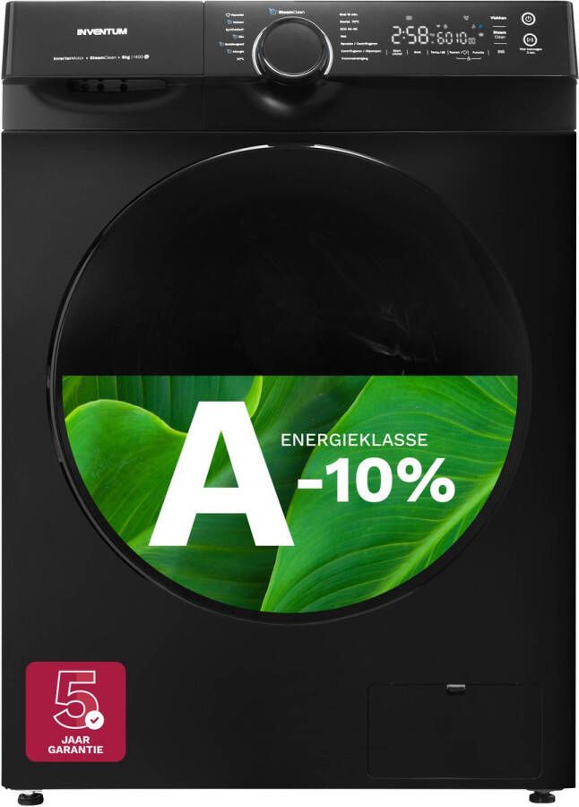 Inventum VWM8010B Wasmachine 8kg 14 programma's 1400 toeren Energieklasse A Steam Clean Stil: 72 dB Zwart - Foto 2