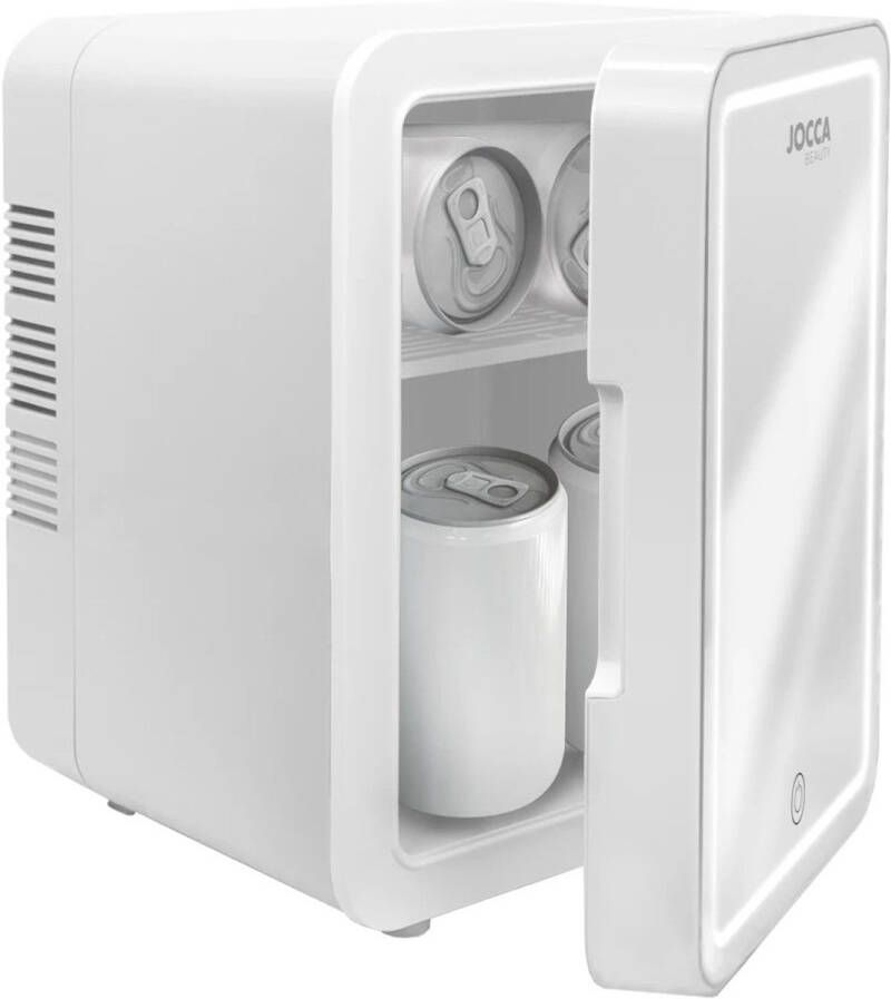 Jocca Mini Koelkast met LED-Spiegel – Koud & Warm Verwijderbare Plank – 4L Capaciteit 3 Lichtintensiteiten Wit