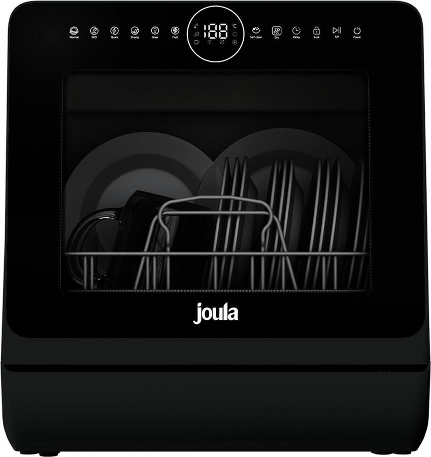 Joula Mini Vaatwasser met Waterreservoir 8 Wasprogramma's 5 Couverts Kleine Smalle Vrijstaande Afwasmachine Camping Zwart