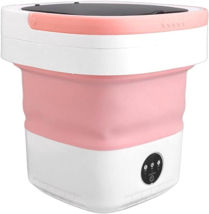 Karzo Opvouwbare mini wasmachine met 7 5 liter inhoud volautomatische werking en zachte droogfunctie ideaal voor ondergoed in een stijlvolle roze kleur