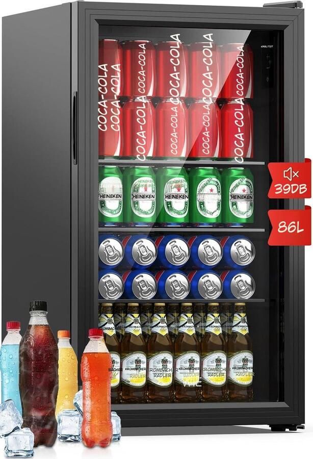 Kavo Minibar 86L Capaciteit Mini Koelkast Draagbare Koelkast Zwart 48cm x 44cm x 84cm