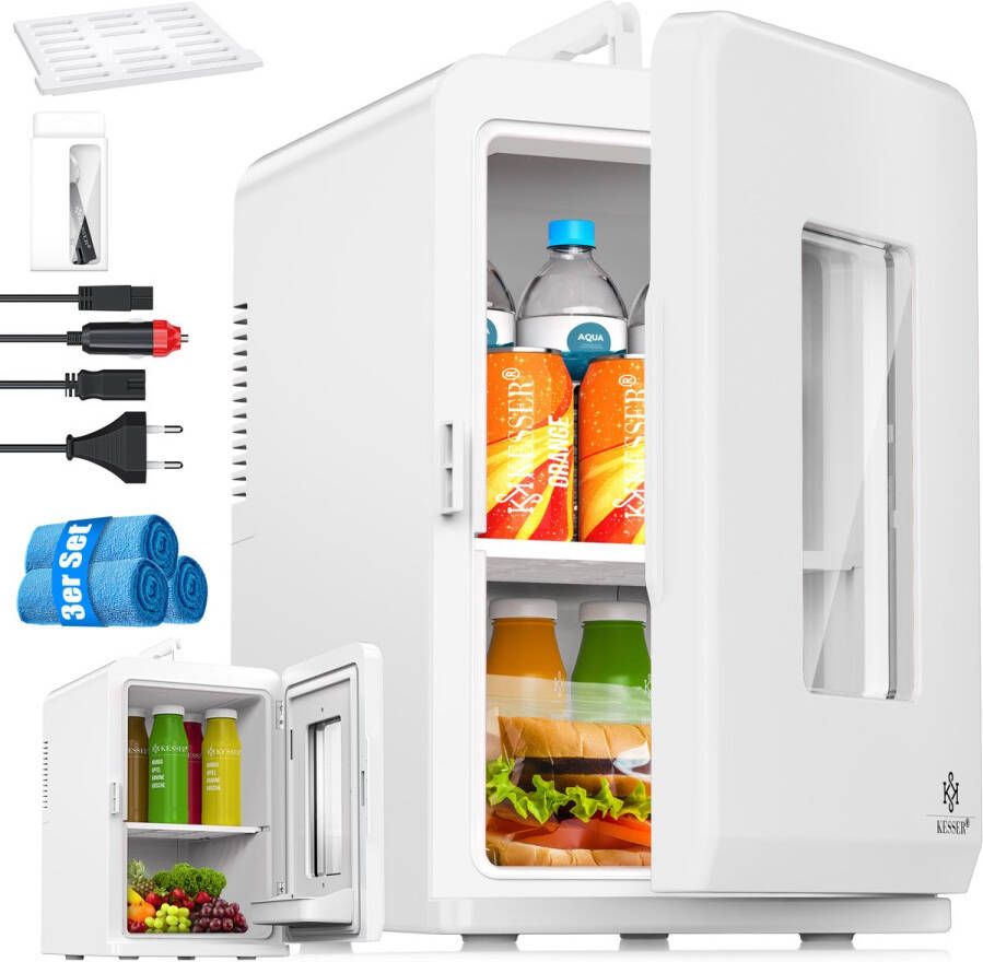 Kesser Tafelmodel Koelkast 15 Liter AC DC 220-240V en 12V Mini Koelkast Vrijstaand met Verwarmingsfunctie Koelbox ideaal voor Auto en camperen Wit - Foto 2