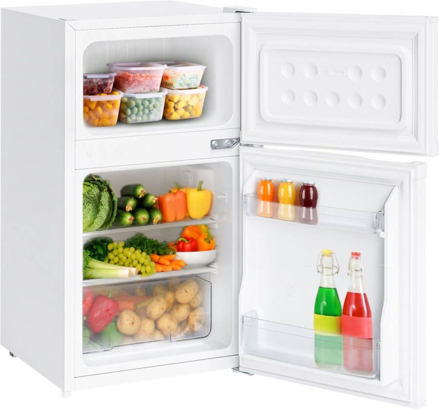 KitchenBrothers Koelkast 61L Koelvak 24L Vriesvak IJskast Koelvriescombinatie Frigo Vrijstaand Wit