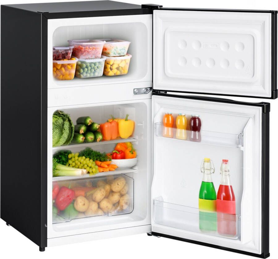 KitchenBrothers Koelkast 61L Koelvak 24L Vriesvak IJskast Koelvriescombinatie Frigo Vrijstaand Zwart
