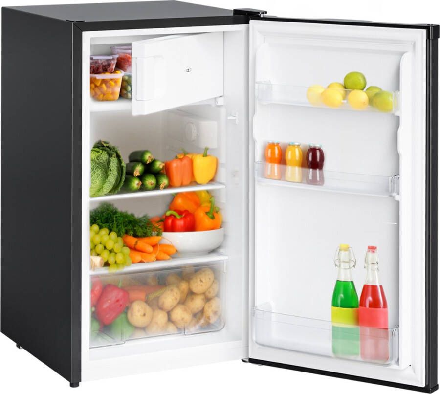 KitchenBrothers Koelkast 88L Koelvak 14L Vriesvak IJskast Koelvriescombinatie Frigo Vrijstaand Zwart