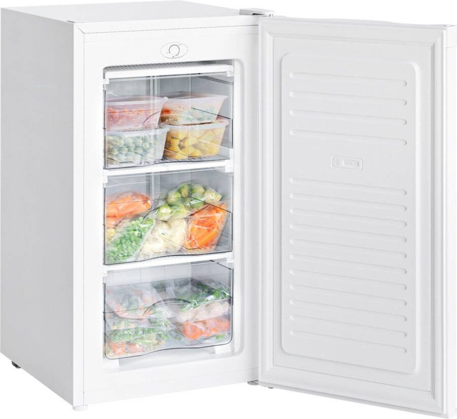 KitchenBrothers Vriezer 64L Diepvriezer Compact Tafelmodel 3 Vrieslades Diepvrieskast Vrijstaand Wit