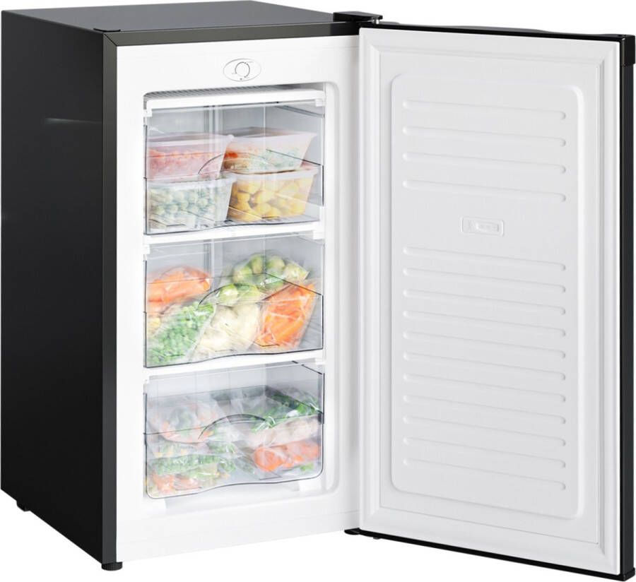 KitchenBrothers Vriezer 64L Compact Tafelmodel 3 Vrieslades Diepvrieskast Vrijstaand Zwart