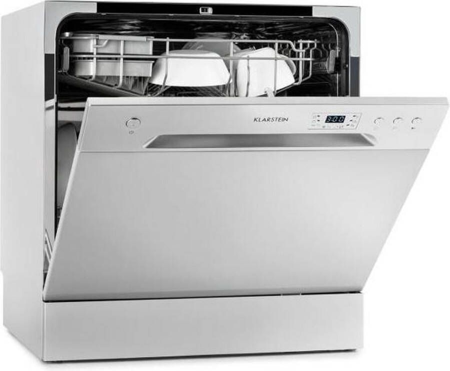 Klarstein Amazonia 8 Vaatwasser Mini Vaatwasser 1620 Watt Voor 8 Couverts Geluidsniveau: 49 Db Staand Aquastop Zilver