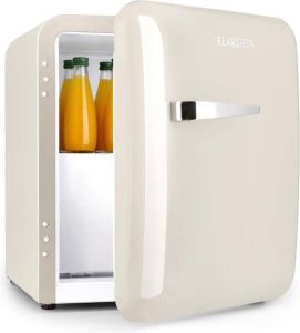 Klarstein Audrey mini-koelkast 37 liter : koelvak 32 liter 2 sterren vriesvak 5 liter 39 dB LED lamp retro-stijl cremeuw