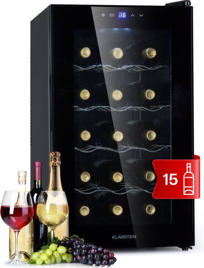 Klarstein Barolo 15 Uno wijnkoelkast 48 liter 15 flessen 11-18°C single zone - Foto 1