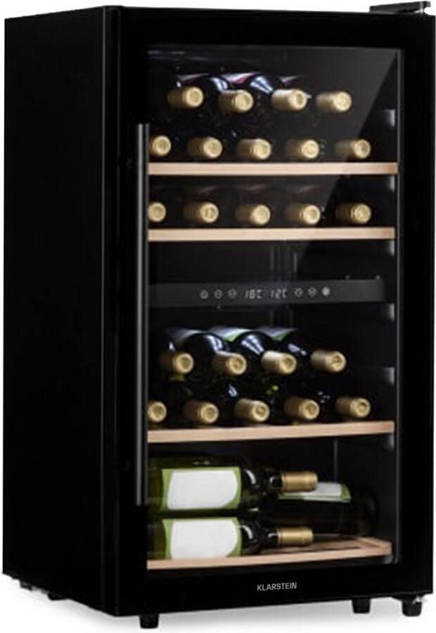 Klarstein Barossa 34 Duo wijnkoelkast 34 Flessen 80 Liter 2 Zones Touch bediening Wijnklimaatkast Zwart