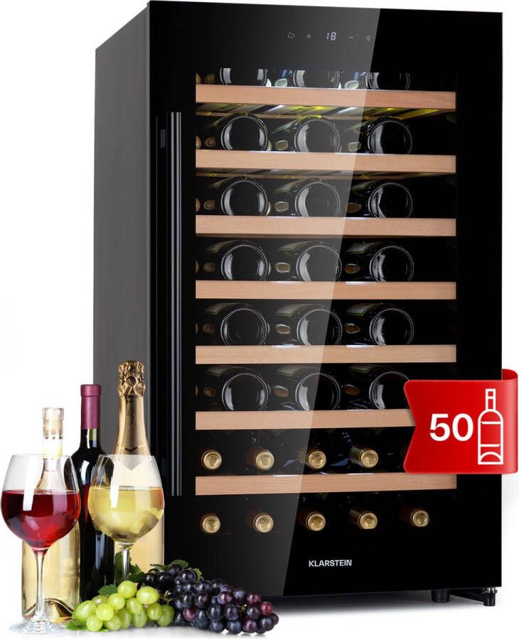 Klarstein Barossa 50 Uno wijnkoelkast wijnkoeler 1 zone volume: 120 liter 50 flessen temperatuur: 5 18 °C interne ledverlichting touch display - Foto 1