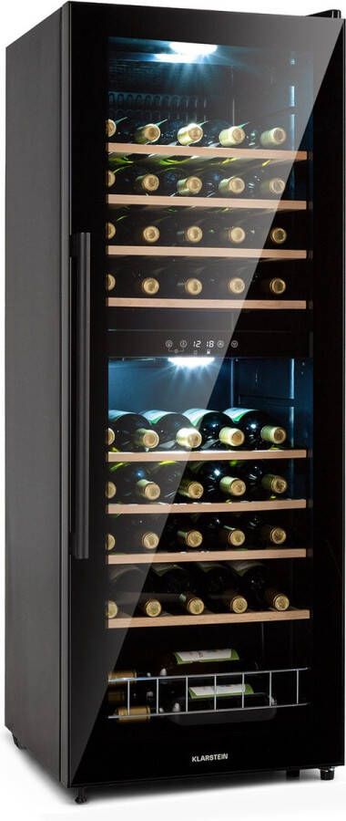 Klarstein Barossa 54 Duo Wijnkoelkast 2 Zones 148 Liter 54 Flessen Touch display Zwart - Foto 2