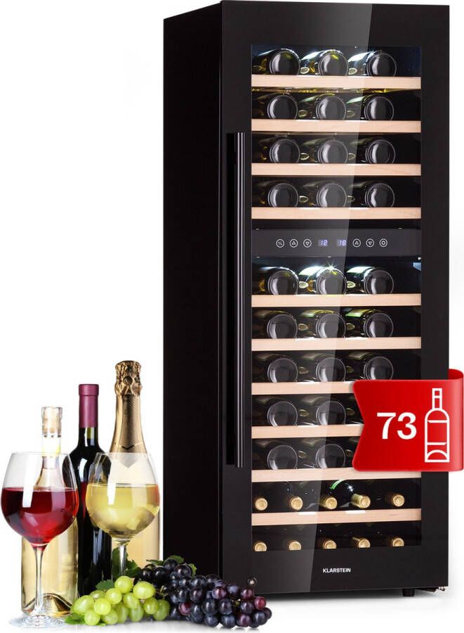Klarstein Barossa 73 Duo Wijnkoelkast 2 Zones 192 Liter 73 Flessen 5-18 °C Vrijstaand Touch Display Zwart - Foto 2
