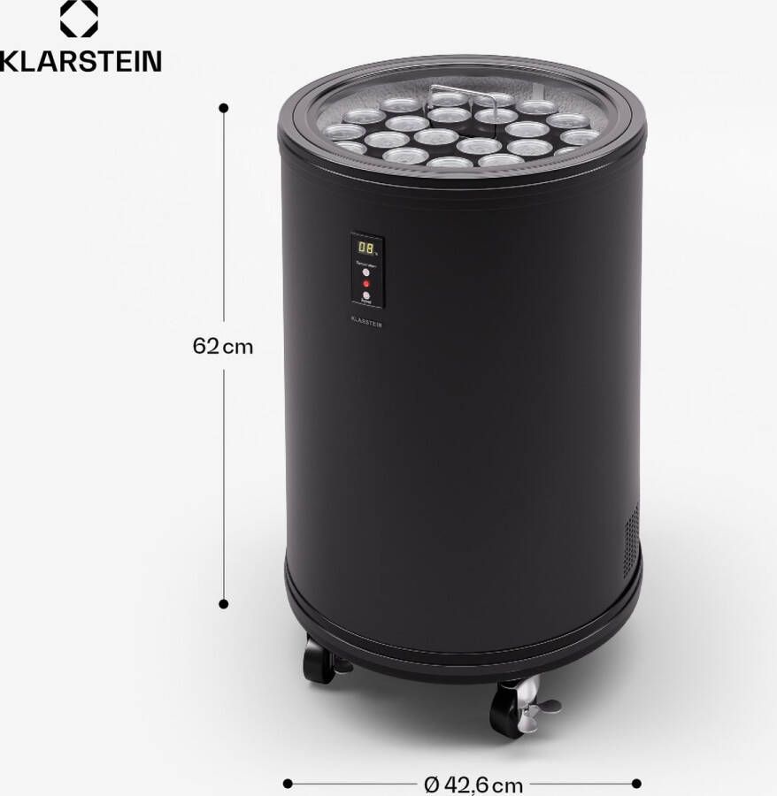 Klarstein Beersafe L Koelkast Met LED-Display 30 Liter Roestvrij stalen koelkast Indoor Outdoor 360° Zicht 0-16°C Zwart