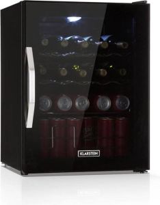 Klarstein Beersafe L Onyx drankenkoellast glazen deur minikoelkast minibar 47 liter 0 tot 13 ° C