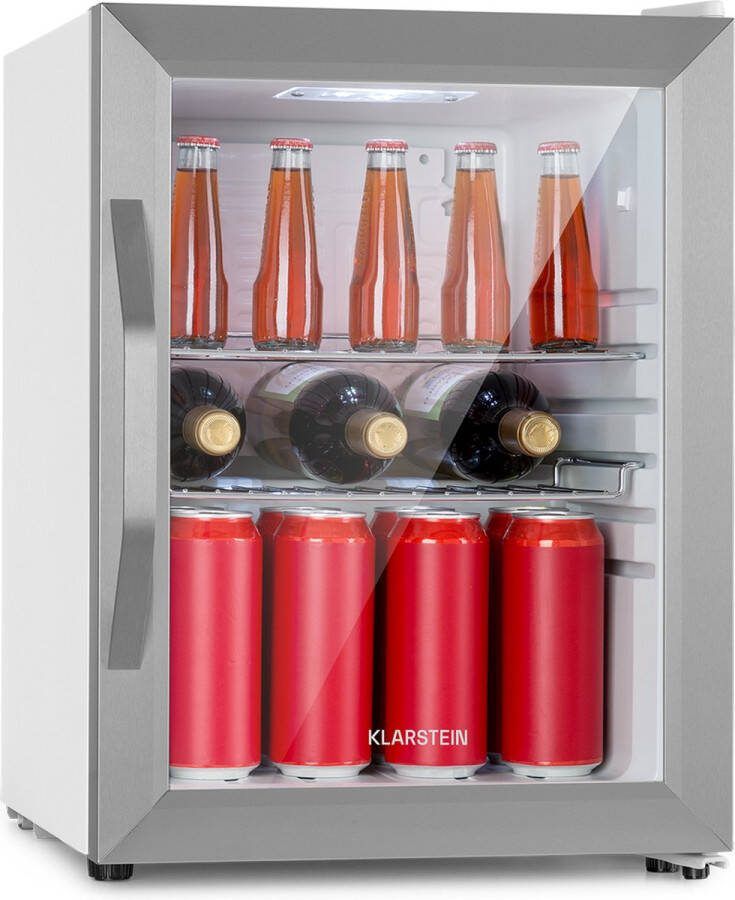 Klarstein Beersafe Crystal White Bierkühlschrank Getränkekühlschrank met Glastür Kühlschrank Flaschenkühlschrank met 33 Liter – geschikt voor thuisfitness en sportschoolgebruik duurzame constructie eenvoudig te monteren ideaal voor krachttraini