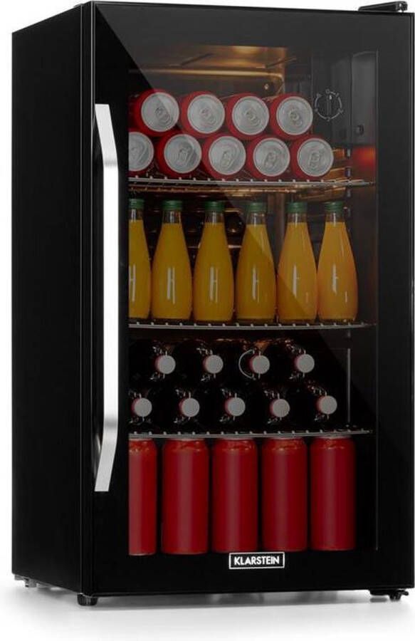 Klarstein Beersafe XXL Onyx Koelkast 80 Liter 3 Schappen Volume: 80 Liter 3 Metalen Schappen Instelbare Interne Temperatuur Van 5 Tot 13 °C Glazen Panoramadeur 5 Standen LED-Verlichting Zwart - Foto 2